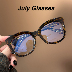 高级琥珀玳瑁素颜粗框眼镜TR镜框可配高度数防蓝光百搭素颜显脸小