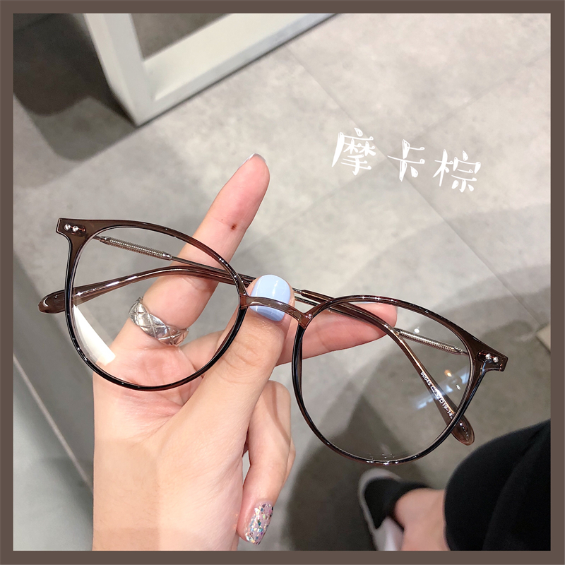棕色显脸小眼镜框ins网红同款