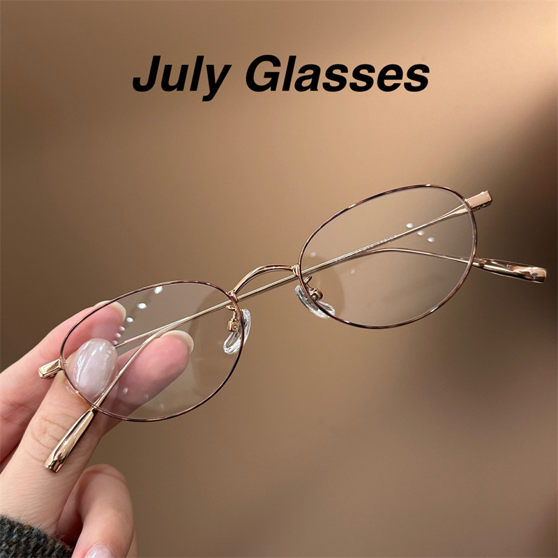超轻玳瑁色钛架优雅金丝椭圆框眼镜女近视可配度数高级感眼睛镜架