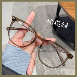 july网红橄榄绿框防蓝光眼镜近视女显脸小红书同款 韩素颜可配度数