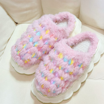 手工编织冰条仿皮草线拖鞋diy