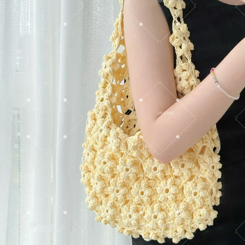 手工编织樱花奶油包包diy材料包