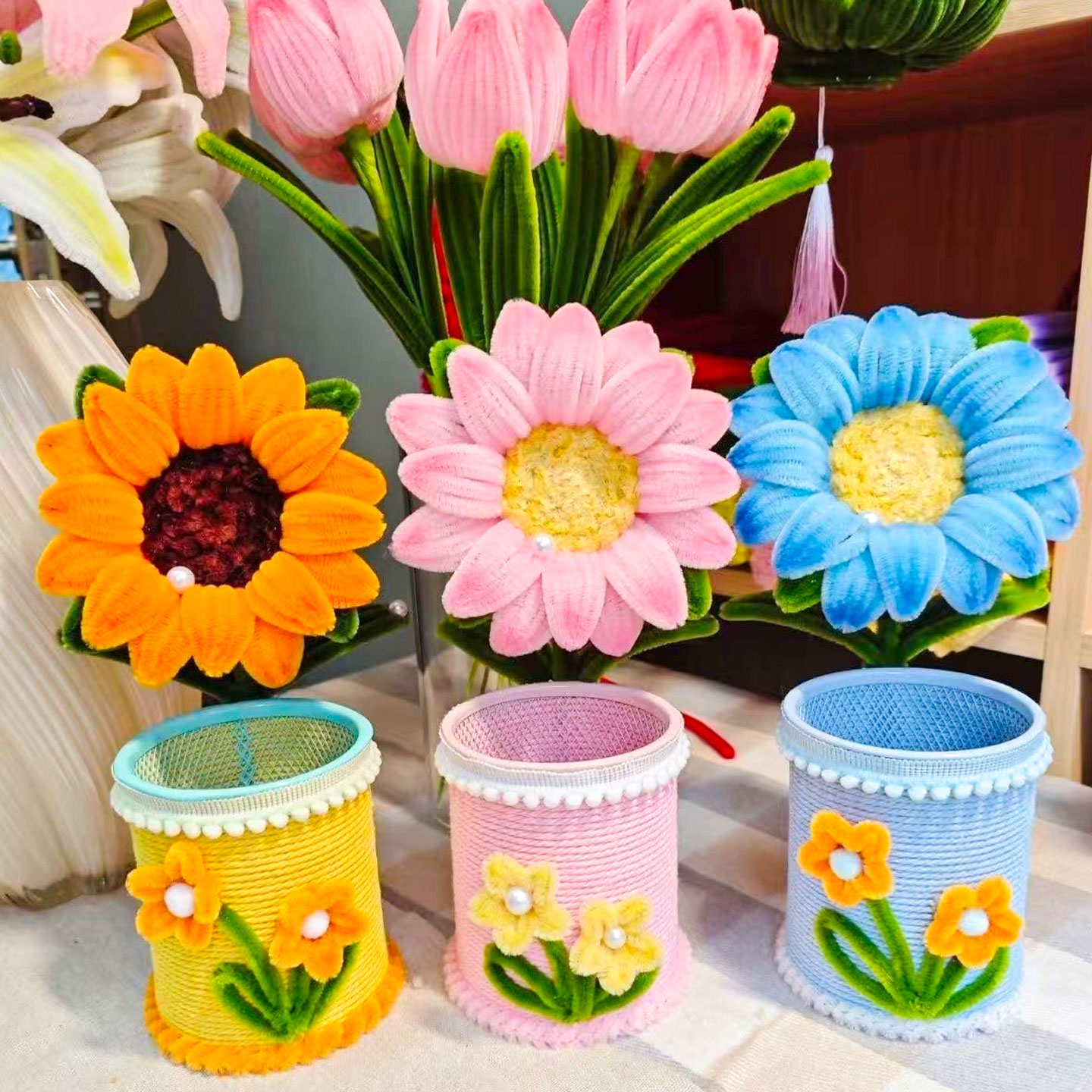 向日葵笔筒扭扭棒手工diy材料包