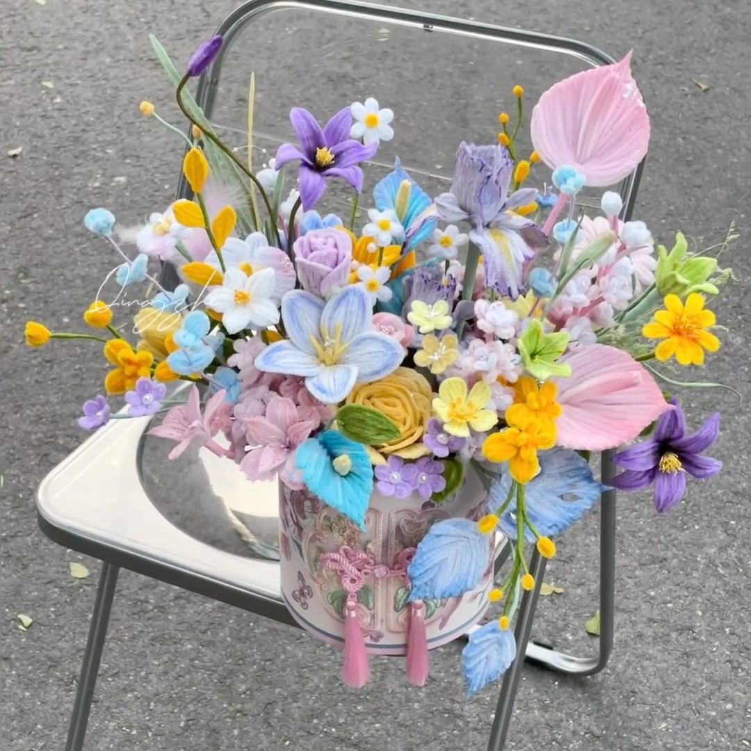 莫奈花园扭扭棒抱抱桶花束diy