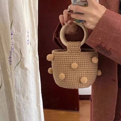 手工编织法式奶茶啵啵包包diy