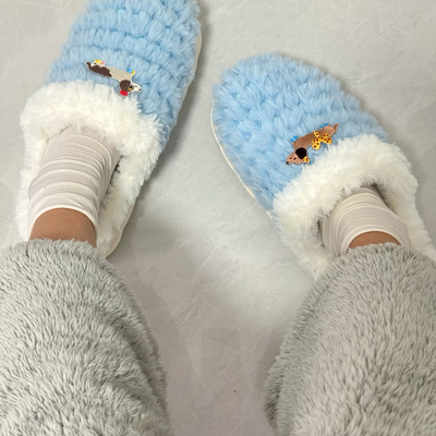 手工编织粗毛线仿皮草拖鞋diy材