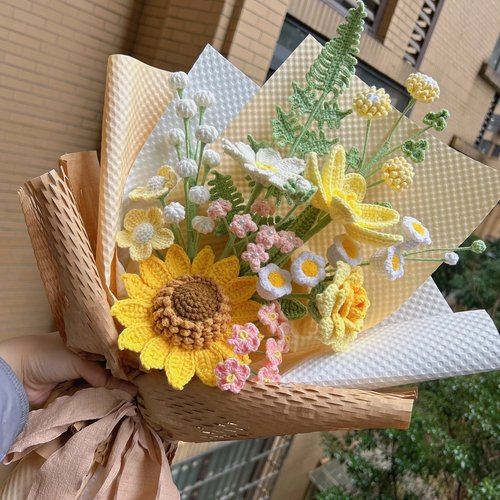 手工编织毛线向日葵花束diy材料