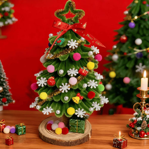 扭扭棒圣诞树diy手工编织盆栽