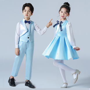 元旦儿童合唱服中小学生演出服男女童爱国诗歌朗诵表演主持人礼服