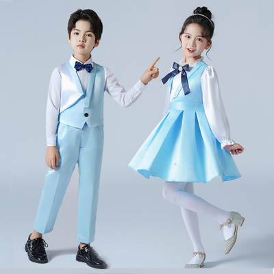 元旦儿童演出合唱服诗歌朗诵礼服