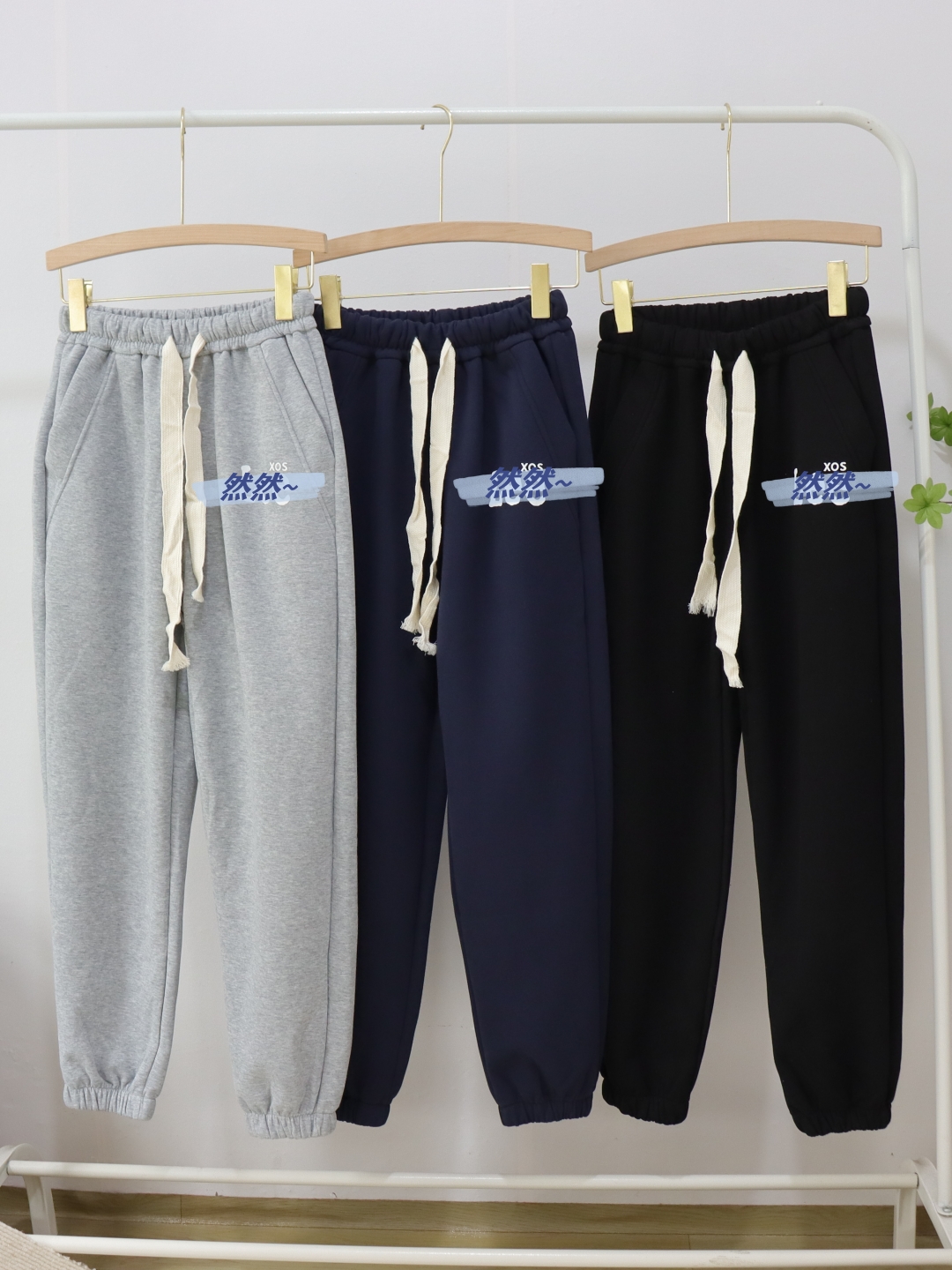 不退换 小李棉质健康布运动裤~男女中大童休闲抽绳卫裤子