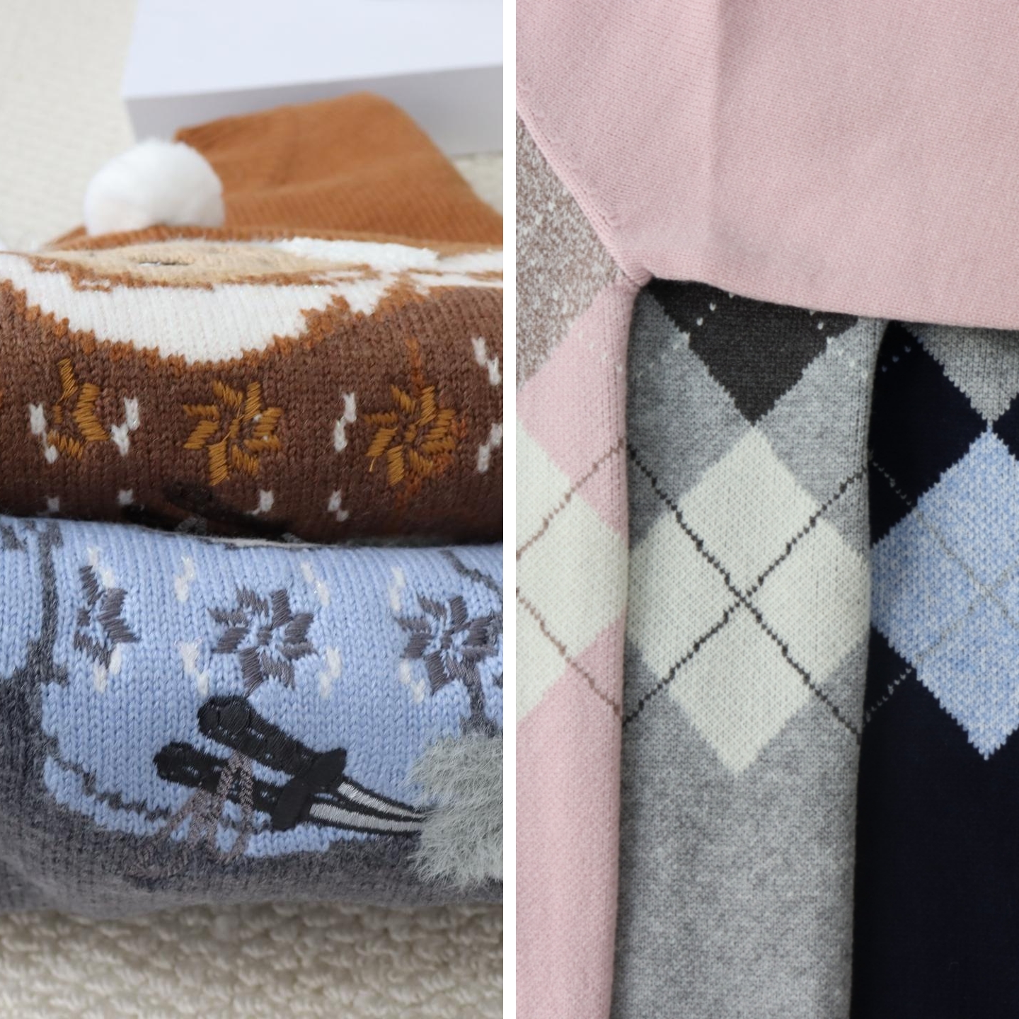 少女可爱卡通毛衣~25冬季滑雪毛衣学院风 成人大童初高中亲子款