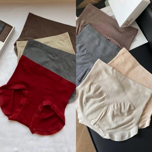 不tui换 一盒4条装 高腰收腹提臀内裤 秋冬磨毛仿羊绒质感三角裤