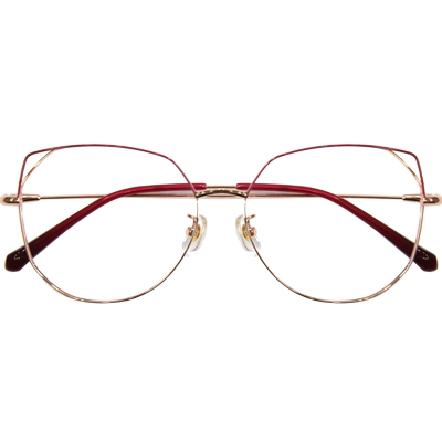 猫耳朵粉色近视眼镜片大脸