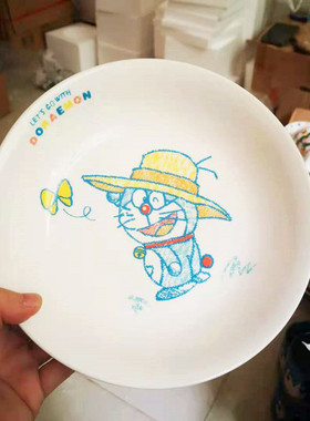 哆啦a梦出口陶瓷碗盘可爱doraemon瓷盘中式陶瓷圆碗 碟子菜盘瓷碗
