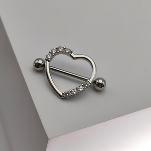 F-136钛合金乳环爱心整圈款乳钉乳环钉14G16G情侣防过敏穿刺饰品