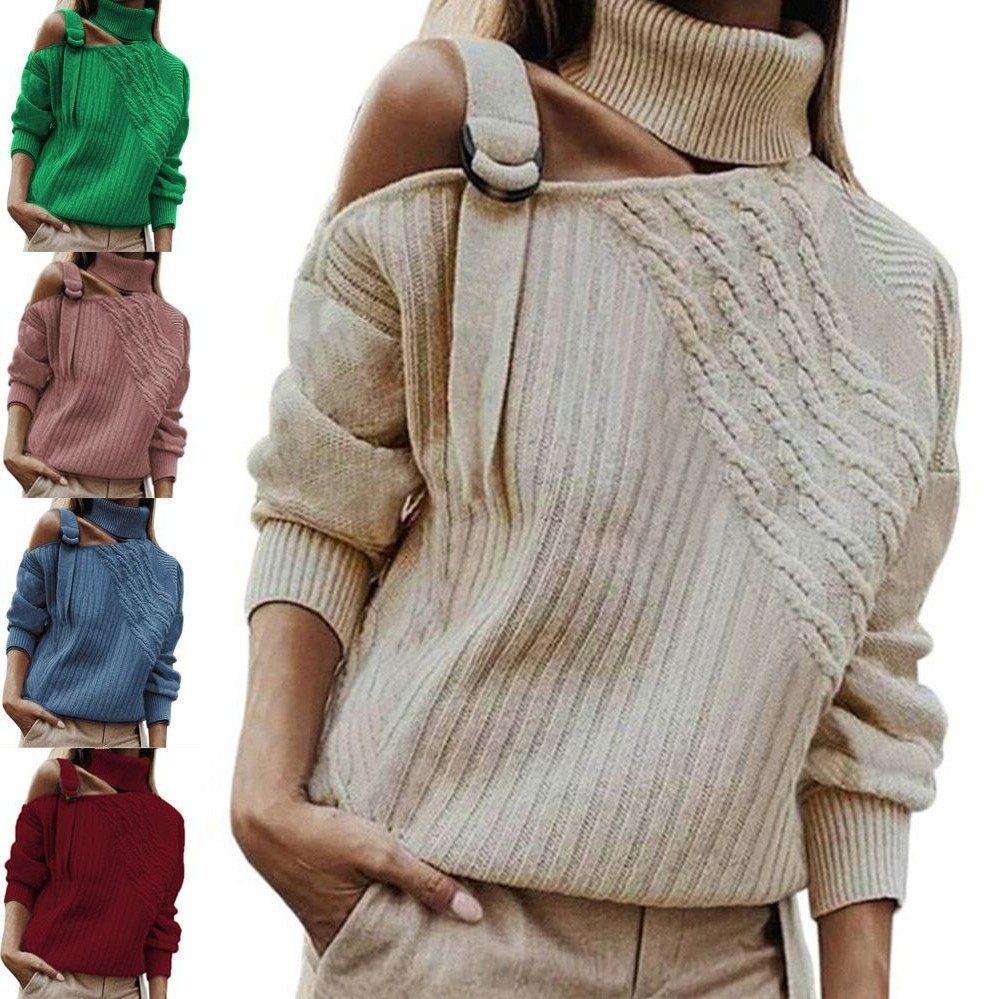 秋冬新款欧美毛衣女款亚马逊纯色露肩高领长袖针织衫跨境女装,模玩/动漫/周边/娃圈三坑/桌游,lolita洛丽塔连衣裙,淘宝优惠券,粉丝福利购,淘宝优惠卷