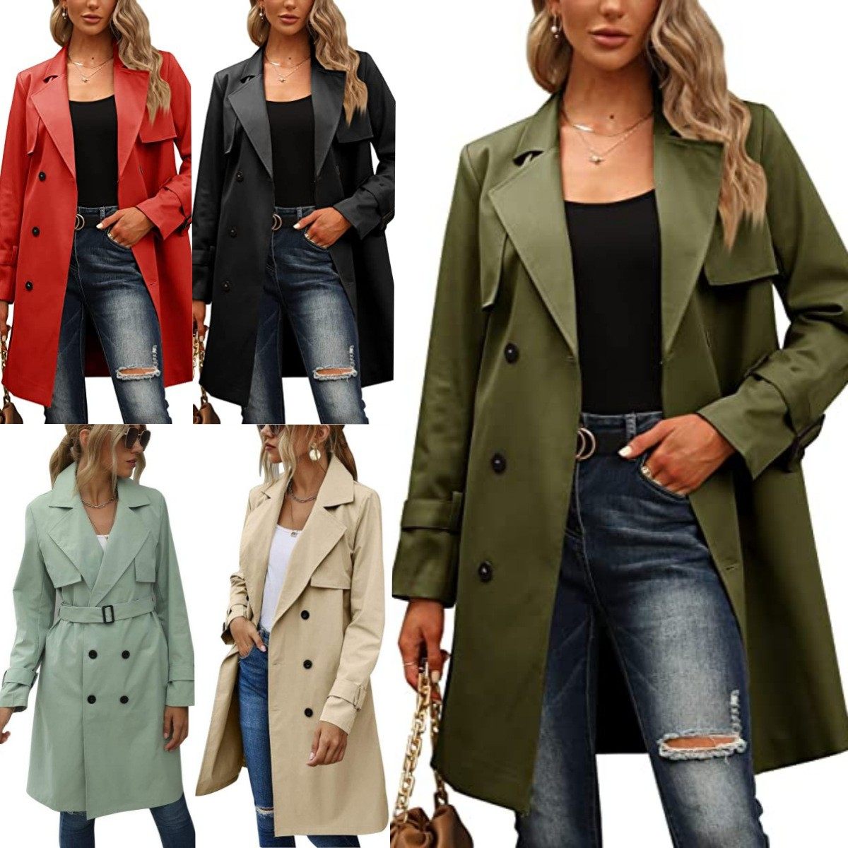 亚马逊跨境欧美爆款冬秋女式双排扣时尚休闲风衣外套女款,个性定制/设计服务/DIY,连衣裙加工定制,淘宝优惠券,粉丝福利购,淘宝优惠卷