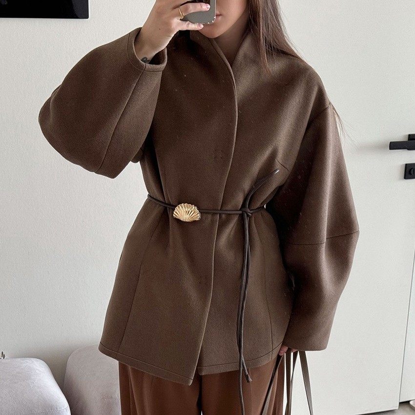 秋冬新款高级感棕色收腰毛呢外套女设计感气质时尚风跨境,个性定制/设计服务/DIY,连衣裙加工定制,淘宝优惠券,粉丝福利购,淘宝优惠卷