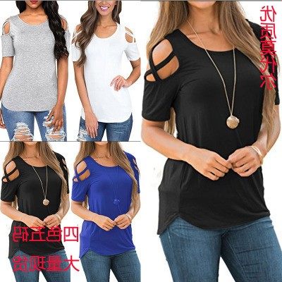 亚马逊春夏季欧美新款交叉带露肩短袖圆领修身女式恤,个性定制/设计服务/DIY,连衣裙加工定制,淘宝优惠券,粉丝福利购,淘宝优惠卷