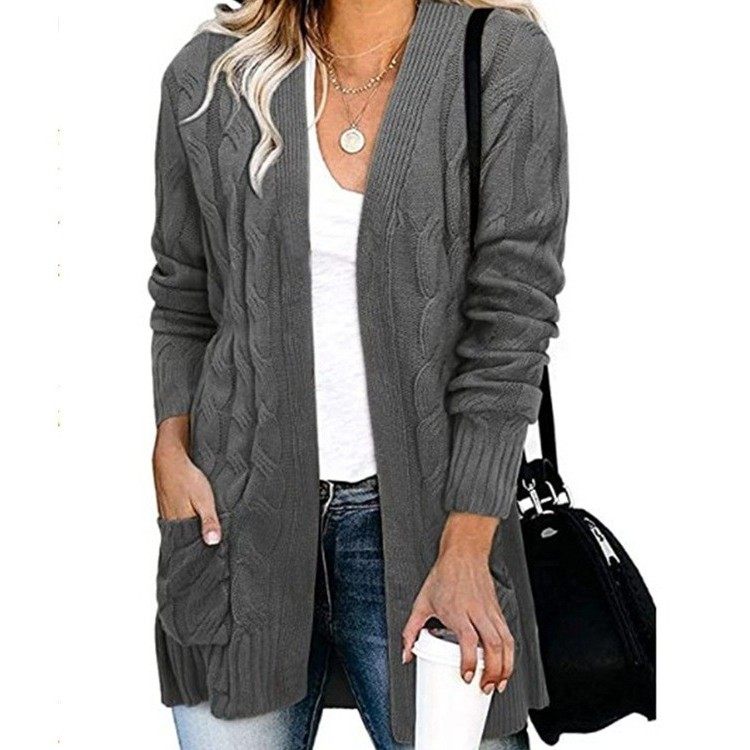 跨外贸境亚马逊秋冬新款针织麻花毛衣女纯色大码宽松开衫外套,个性定制/设计服务/DIY,连衣裙加工定制,淘宝优惠券,粉丝福利购,淘宝优惠卷