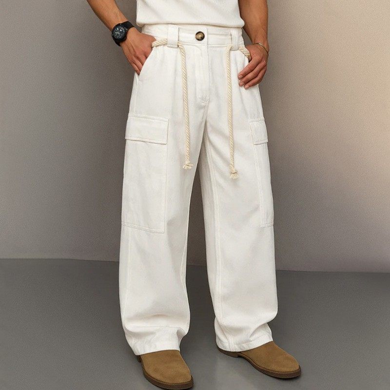 男士时尚街头纯色抽绳多口袋直筒日常百搭工装裤,个性定制/设计服务/DIY,连衣裙加工定制,淘宝优惠券,粉丝福利购,淘宝优惠卷