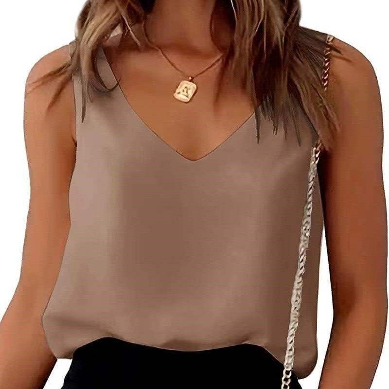 年亚马逊女装无袖缎面色丁 欧美跨境领宽松纯色背心新品,个性定制/设计服务/DIY,连衣裙加工定制,淘宝优惠券,粉丝福利购,淘宝优惠卷