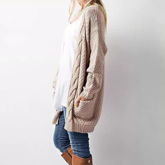 外贸秋冬新款大码针织衫长袖开衫两侧口袋中长款女式毛衣,个性定制/设计服务/DIY,连衣裙加工定制,淘宝优惠券,粉丝福利购,淘宝优惠卷