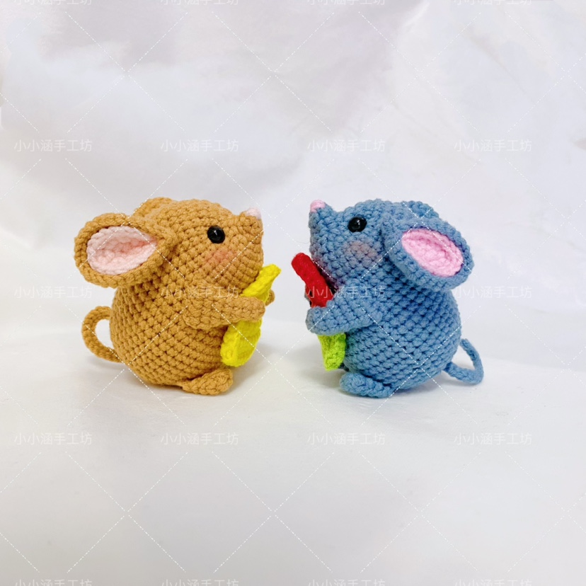 毛线钩织玩偶手工diy定制小老鼠挂件钥匙扣创意礼物情侣挂件送礼