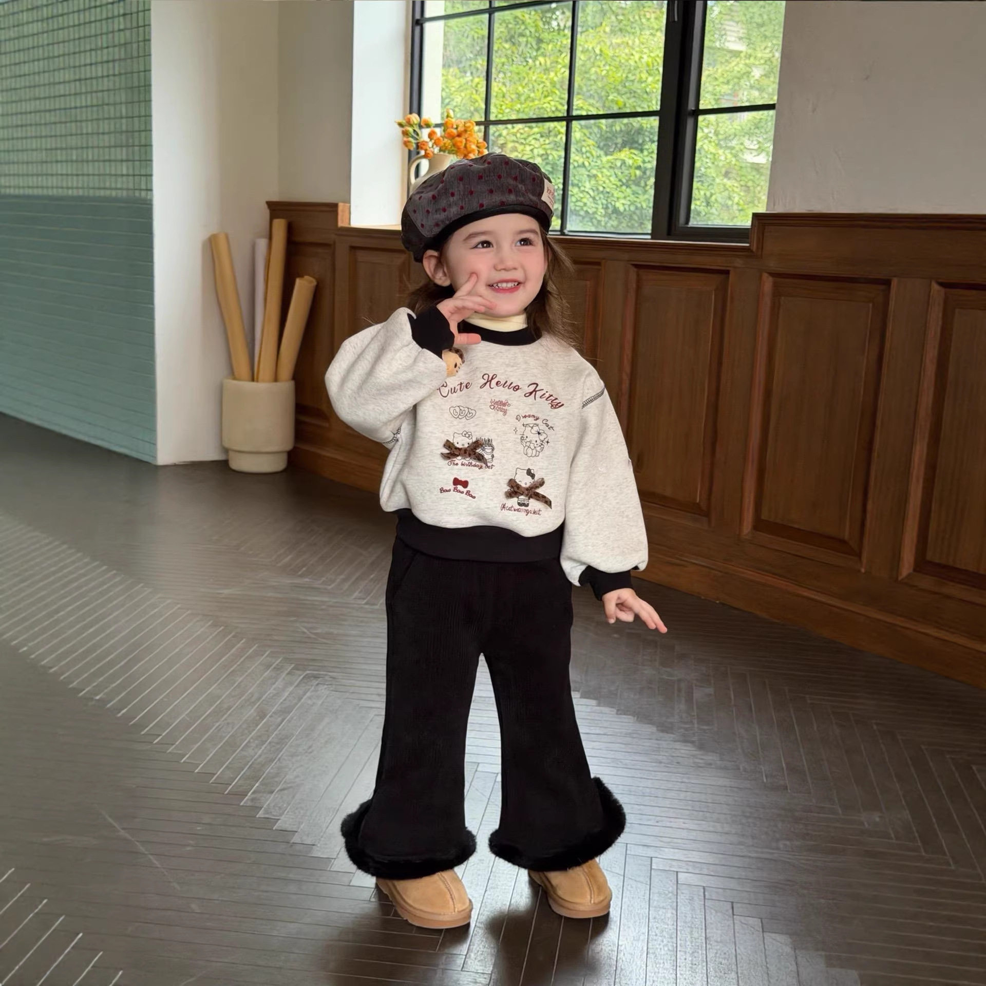 现货女童卫衣喇叭裤儿童秋冬装2025新款加绒加厚洋气可爱宝宝套装,童装/婴儿装/亲子装,儿童运动套装,淘宝优惠券,粉丝福利购,淘宝优惠卷