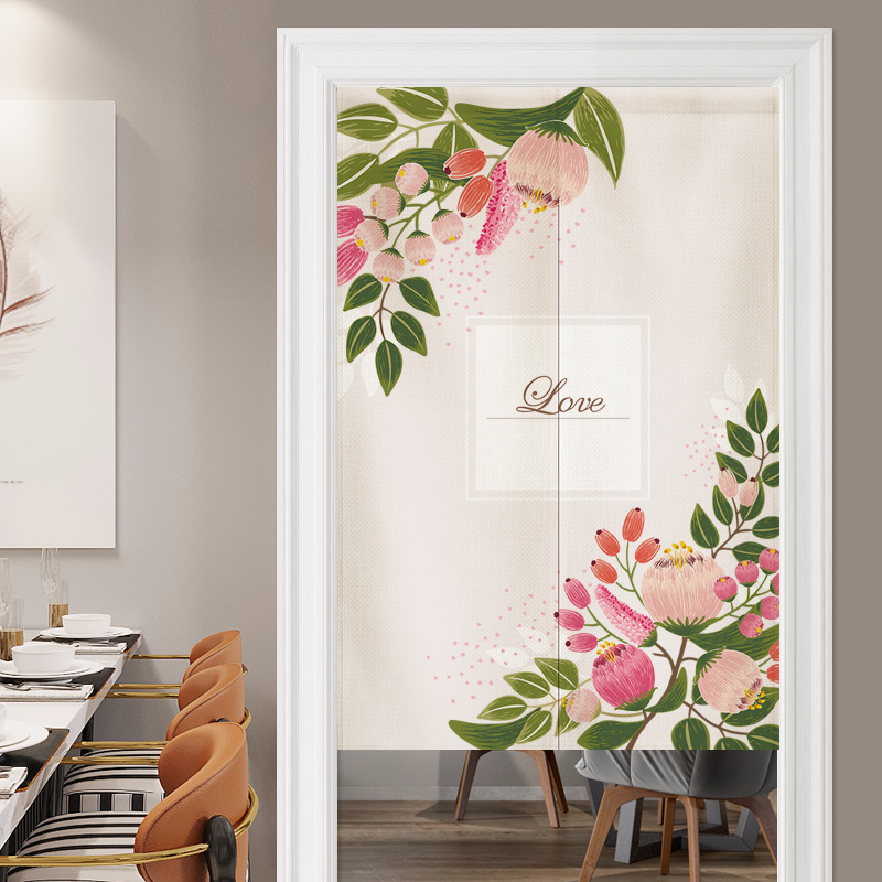 绿植浪漫鲜花店定制免打孔隔断帘