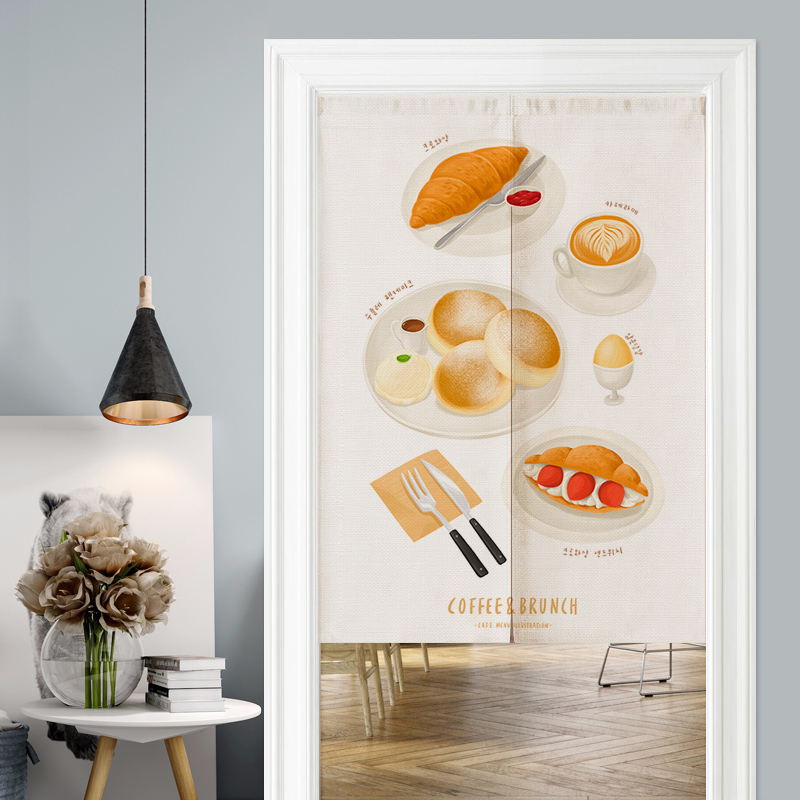 蛋糕房早餐定制仿棉麻布艺门帘