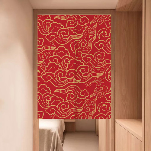 中国风新中式古典红色卧室短帘