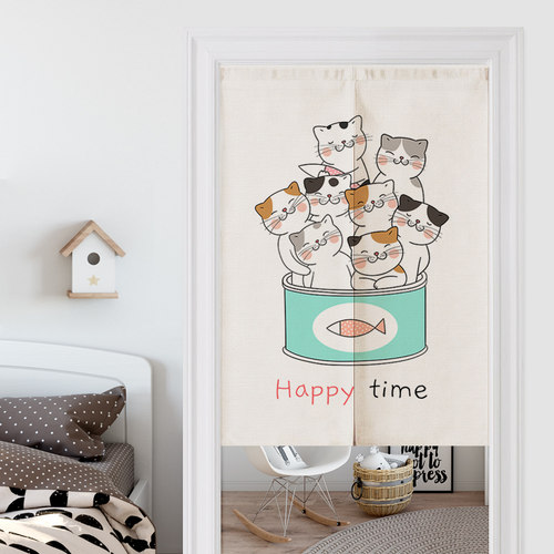 可爱风猫咪定制加厚免打孔挂帘