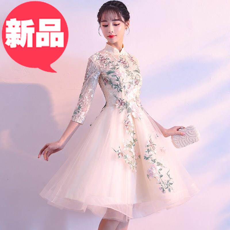 少女旗袍短款中式旗袍2019连衣裙小清新短袖演出伴娘服礼服s主持在类目 女装/女士精品, 婚纱/旗袍/礼服, 礼服/晚装中 - 来自Buy2taobao.com提供专业的淘宝代购服务