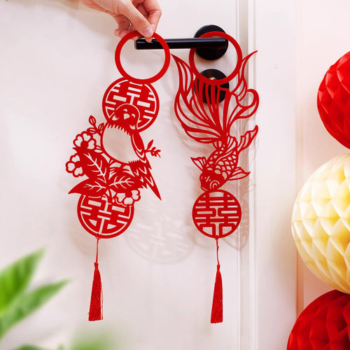 结婚门把手喜字挂件婚房布置套装