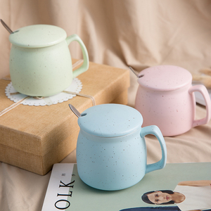 陶瓷杯子带盖勺马克杯