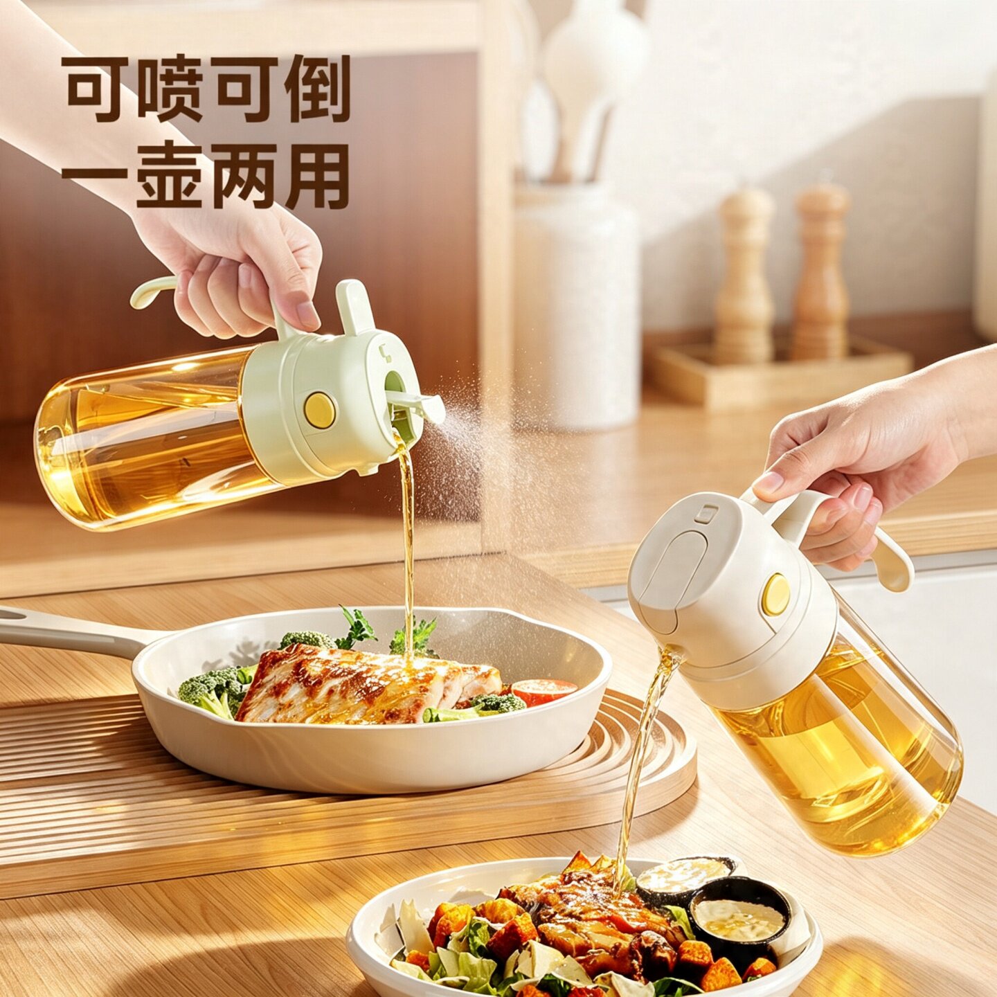 加厚玻璃防滴喷倒两用油壶