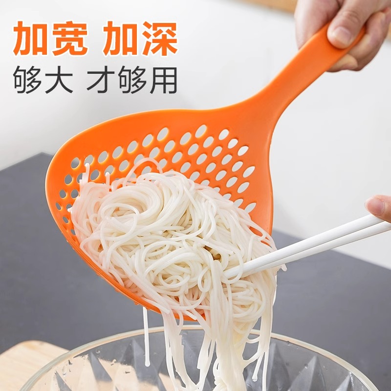 日本大号漏勺厨房长柄捞饺子面条勺子家用油炸麻辣烫滤网沥水捞勺