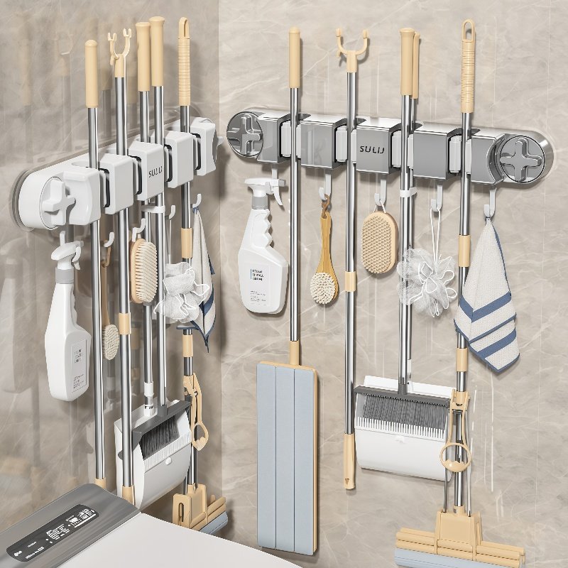 壁掛吸盤拖把掛鉤浴室掛架