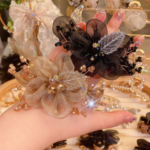 满天星欧根纱大肠发圈女高级感发绳盘发丸子头花头饰优雅时尚简约