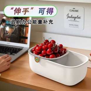 懒人零食收纳盒嗑瓜子神器桌面茶几高颜值小吃淘米盘双层沥水果盘