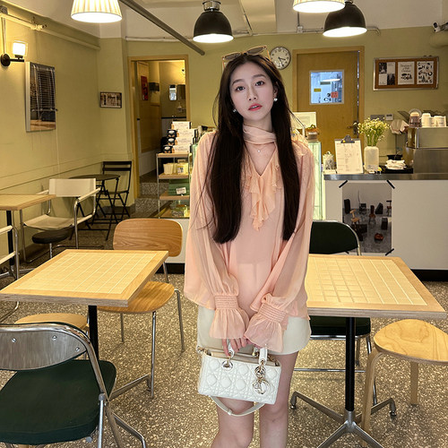 真丝独特设计感长袖衬衫高端线