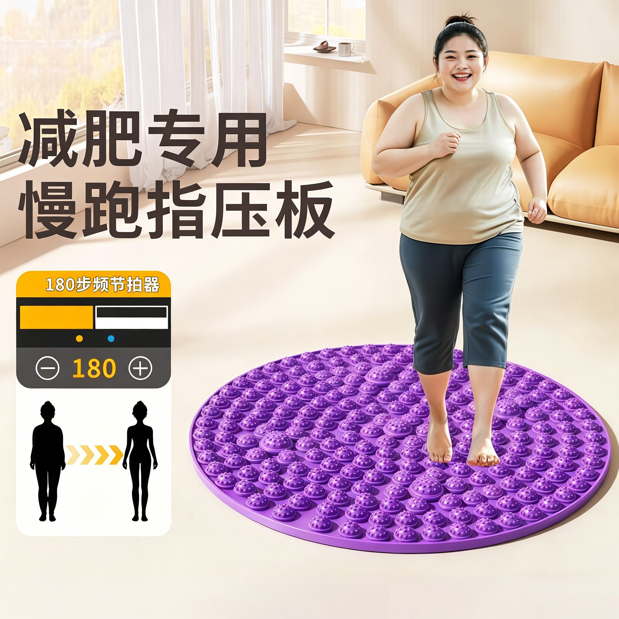 足底按摩脚垫指压板圆形成人趾压板通经络超慢跑脚踩款原地脚底