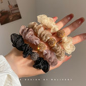 网纱头绳高弹力豹纹发绳气质高颜值欧根纱发圈头饰品扎头发饰女生