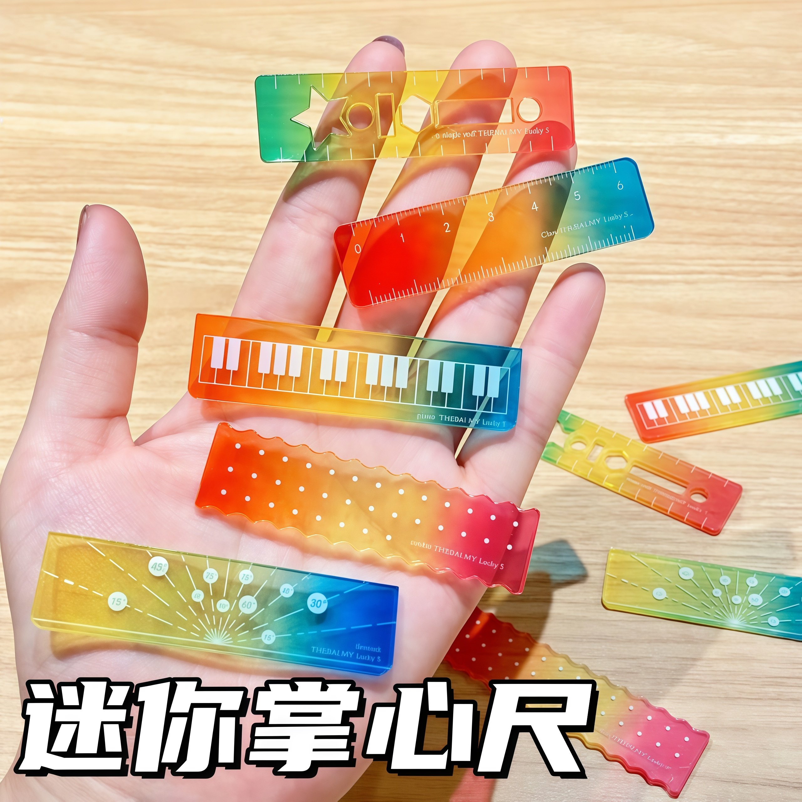 称心如意尺掌心尺糖果色m5手帐本迷你刻度尺透明波浪直尺子可测量,文具电教/文化用品/商务用品,各类尺/三角板/量角器,淘宝优惠券,粉丝福利购,淘宝优惠卷