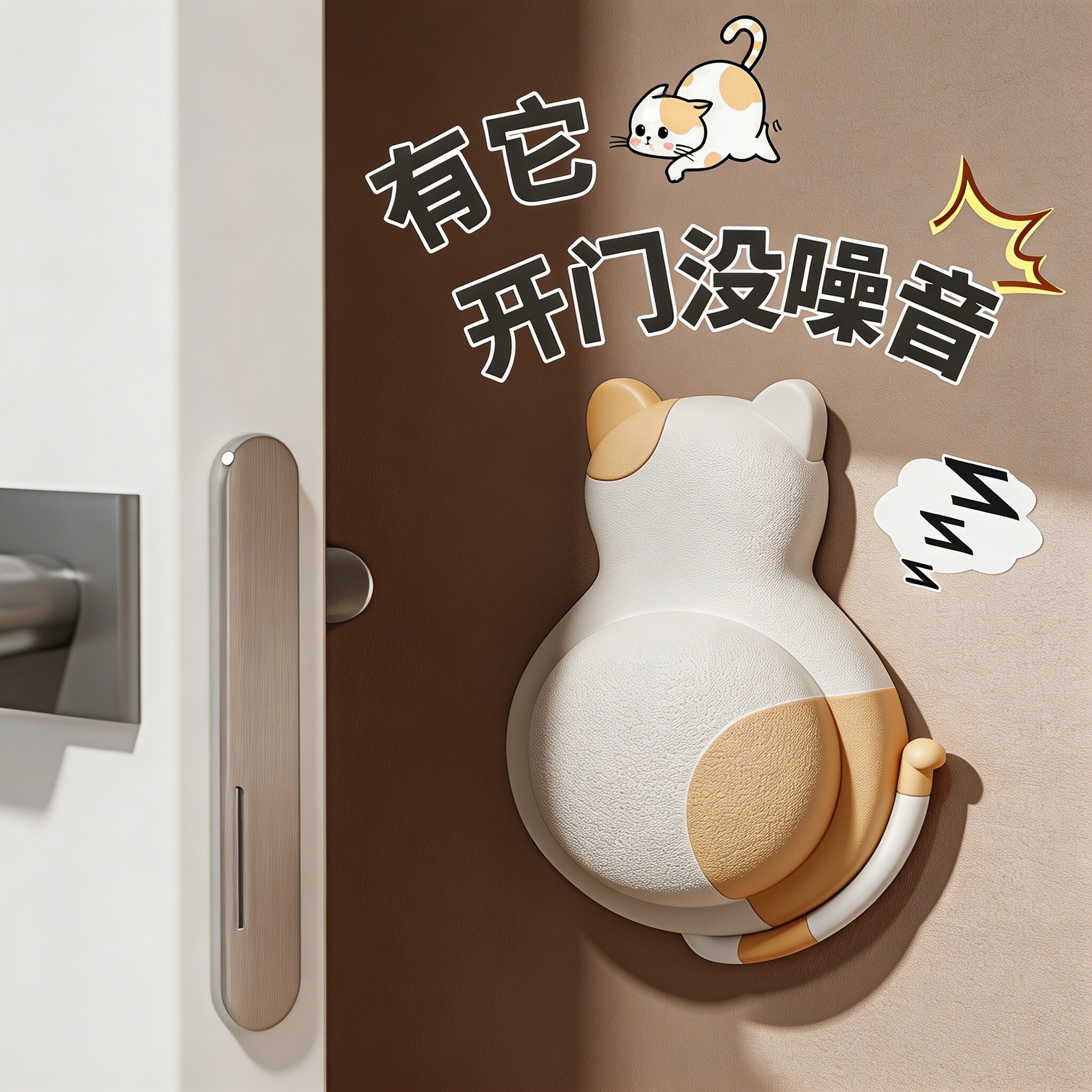 创意萌宠防撞垫门把手防撞贴3D图片