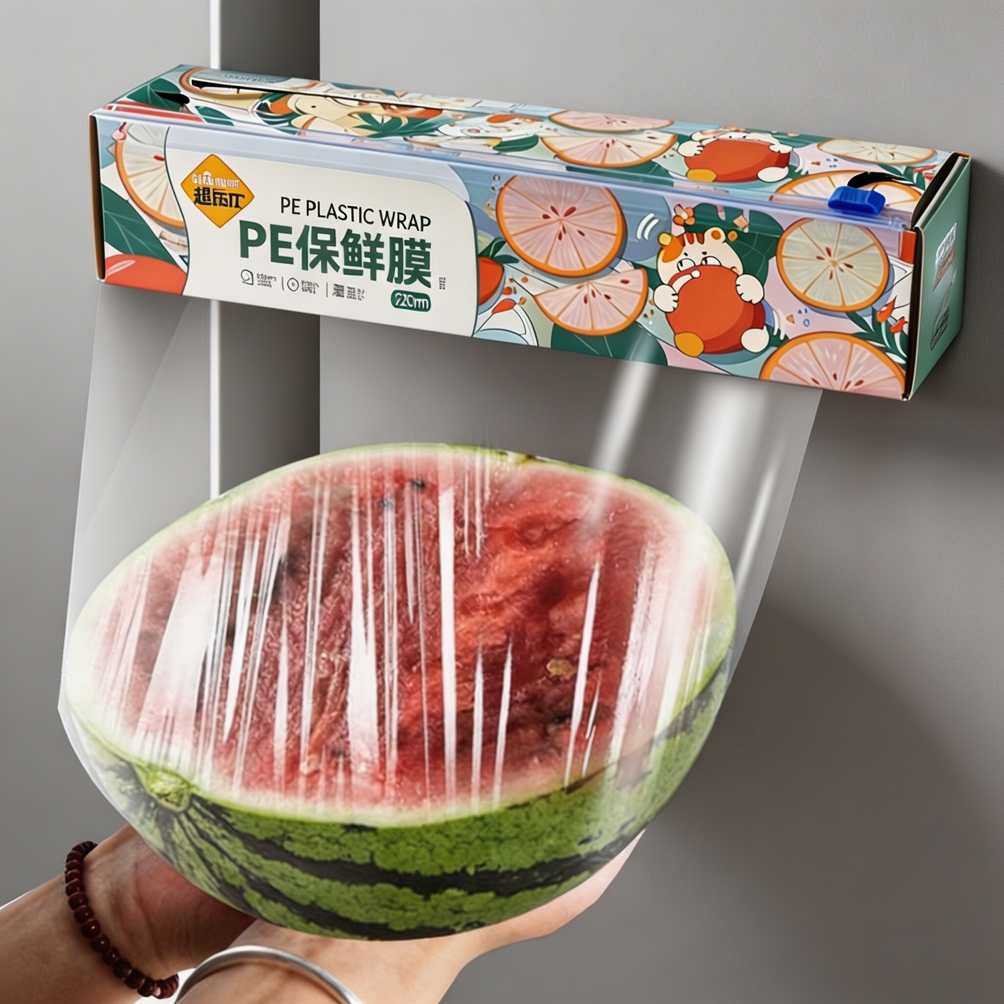 磁吸滑刀式保鲜膜切割器食品级家用套pe膜厨房磁吸免撕大卷保鲜膜