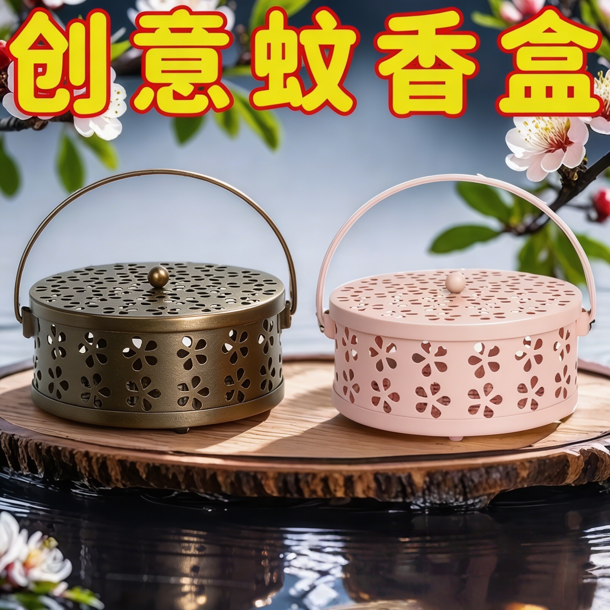 蚊香盘托家用蚊香架托盘铁艺加厚防火带盖室内创意香炉放蚊香盒子