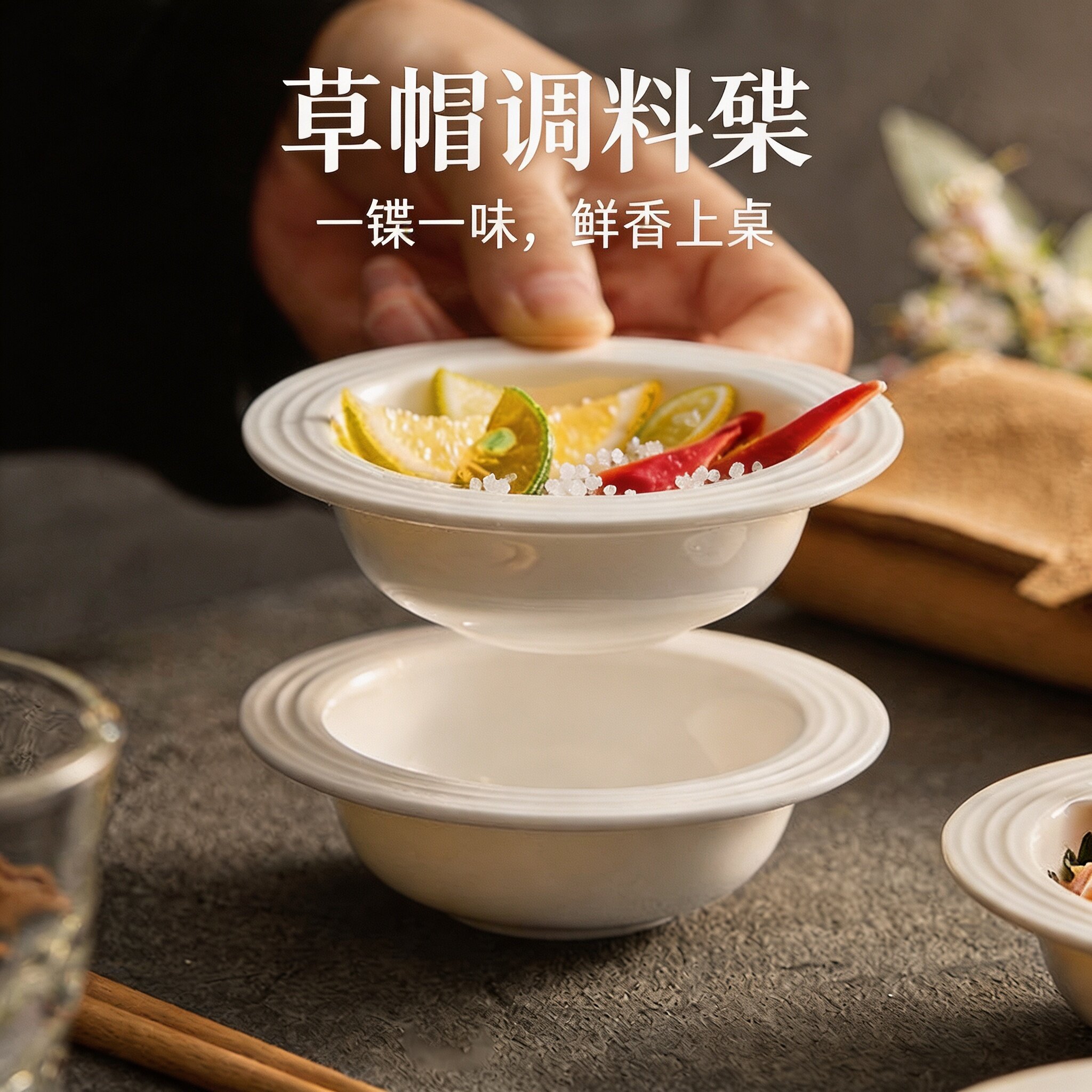 创意纯白陶瓷高颜值调料碟